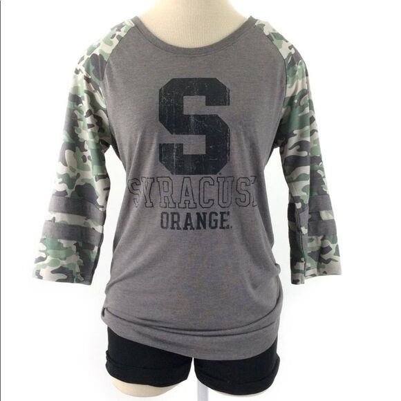 😊3/$30 Women's Syracuse 3/4 Length Camo Sleeve Top Sz Medium Rivalry Threads - Picture 3 of 6